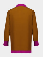 Paula Diane Caramel Café Silk V-Neck Long-Sleeve Top