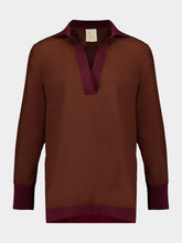 Paula Diane Potting Soil Silk V-Neck Long-Sleeve