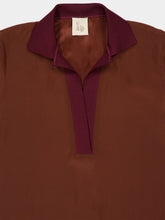 Paula Diane Potting Soil Silk V-Neck Long-Sleeve
