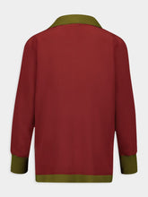 Paula Diane Burgundy Silk V-Neck Longsleeve