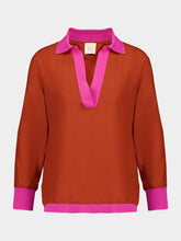 Paula Diane Cinnamon Stick Silk V-Neck Long-Sleeve