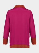 Paula Diane Purple Potion Stick Silk V-Neck Long-Sleeve