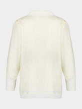 Paula Diane Vanilla Custard Silk Twill V-Neck Long-Sleeve