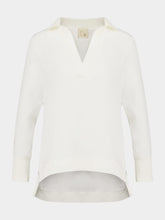Paula Diane White V-Neck Long-Sleeve Top