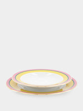 La DoubleJ Yellow Rainbow Set of Soup and Dinner Plates