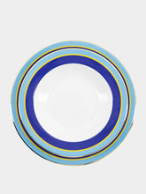La DoubleJ Blue Rainbow Set of Soup and Dinner Plates