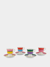 La DoubleJ Set of 4 Rainbow Coffee Cup and Saucer