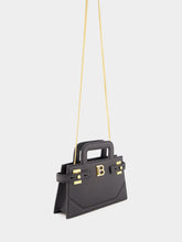 Balmain Black Small B-Buzz Top Handle Bag in Grained Leather