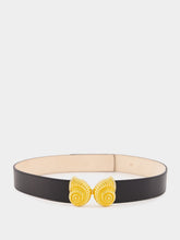 Balmain Embellished Gold Snail Buckle Leather Belt