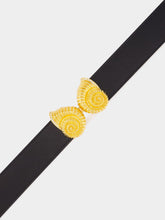 Balmain Embellished Gold Snail Buckle Leather Belt