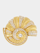 Balmain Gold Brass and Rhinestone Snail Brooch