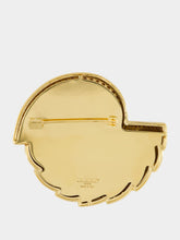 Balmain Gold Brass and Rhinestone Snail Brooch