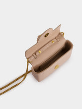 Balmain Beige B-Buzz 17 Mini Bag in Crocodile-Embossed Calfskin