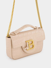 Balmain Beige B-Buzz 17 Mini Bag in Crocodile-Embossed Calfskin