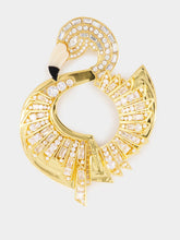 Balmain Brass and Crystal Flamingo Brooch