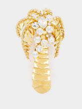 Balmain Gold Brass and Crystal Palm Tree Brooch