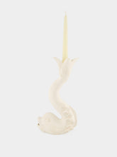 Jean Roger Matte White Dolphin Ceramic Candle Holder