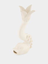 Jean Roger Matte White Dolphin Ceramic Candle Holder