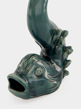 Jean Roger Peacock Blue Dolphin Ceramic Candle Holder