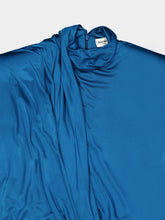 Balmain Blue Draped Flowing Jersey Midi Dress