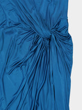 Balmain Blue Draped Flowing Jersey Midi Dress