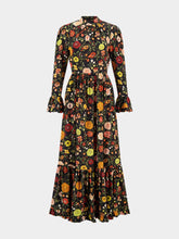 La DoubleJ Black Floral Silk Maxi Dress
