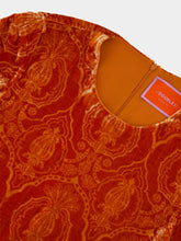 La DoubleJ Orange Velvet Devoré Swing Dress