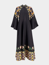 La DoubleJ Black Magnifico Open Neck Silk Maxi Dress