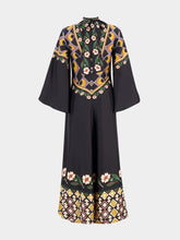 La DoubleJ Black Magnifico Open Neck Silk Maxi Dress