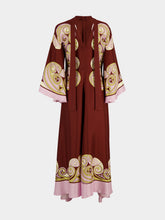 La DoubleJ Burgundy Kells Swirl Silk Twill Maxi Dress