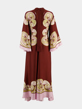 La DoubleJ Burgundy Kells Swirl Silk Twill Maxi Dress