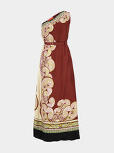 La DoubleJ Kells Swirl Burgundy Silk Roy Maxi Dress