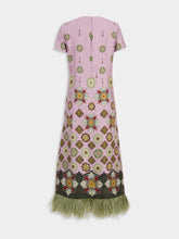 La DoubleJ Dusty Pink Silk Swing Dress with Feathers