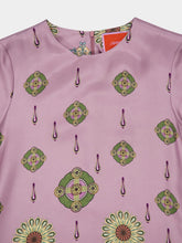 La DoubleJ Dusty Pink Silk Swing Dress with Feathers