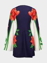 La DoubleJ Queen Peony Placée Blue Mini Supreme Swing Dress