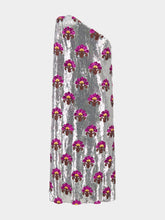 La DoubleJ Silver Floral Roy One-Shoulder Dress