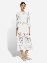 Dolce & Gabbana White Cotton Calf-Length Dress with Cut-Out Detailing