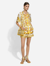 Dolce & Gabbana Majolica Print Short-Sleeved Silk Twill Shirt