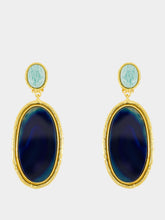 Sylvia Toledano Gold Dakota Earrings with Blue Agate and Amazonite