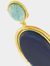 Sylvia Toledano Gold Dakota Earrings with Blue Agate and Amazonite