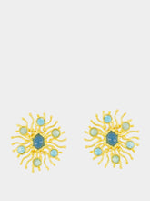 Sylvia Toledano Gold Sunshine Earrings with Chalcedony and Larimar