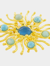 Sylvia Toledano Gold Sunshine Earrings with Chalcedony and Larimar