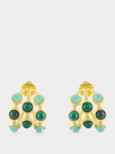 Sylvia Toledano Thalita Gold Hoop Earrings with Green Stones