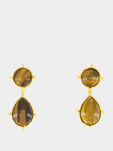 Sylvia Toledano Gold Tiger Eye Drop Earrings