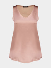Balmain Beige Poudre Silk Crepe V-Neck Sleeveless Top