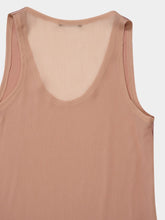 Balmain Beige Poudre Silk Crepe V-Neck Sleeveless Top