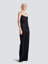 Balmain Black Draped Satin Top