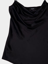 Balmain Black Draped Satin Top