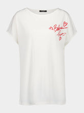 Balmain White Short-Sleeved Lipstick Print T-Shirt