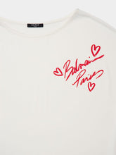 Balmain White Short-Sleeved Lipstick Print T-Shirt